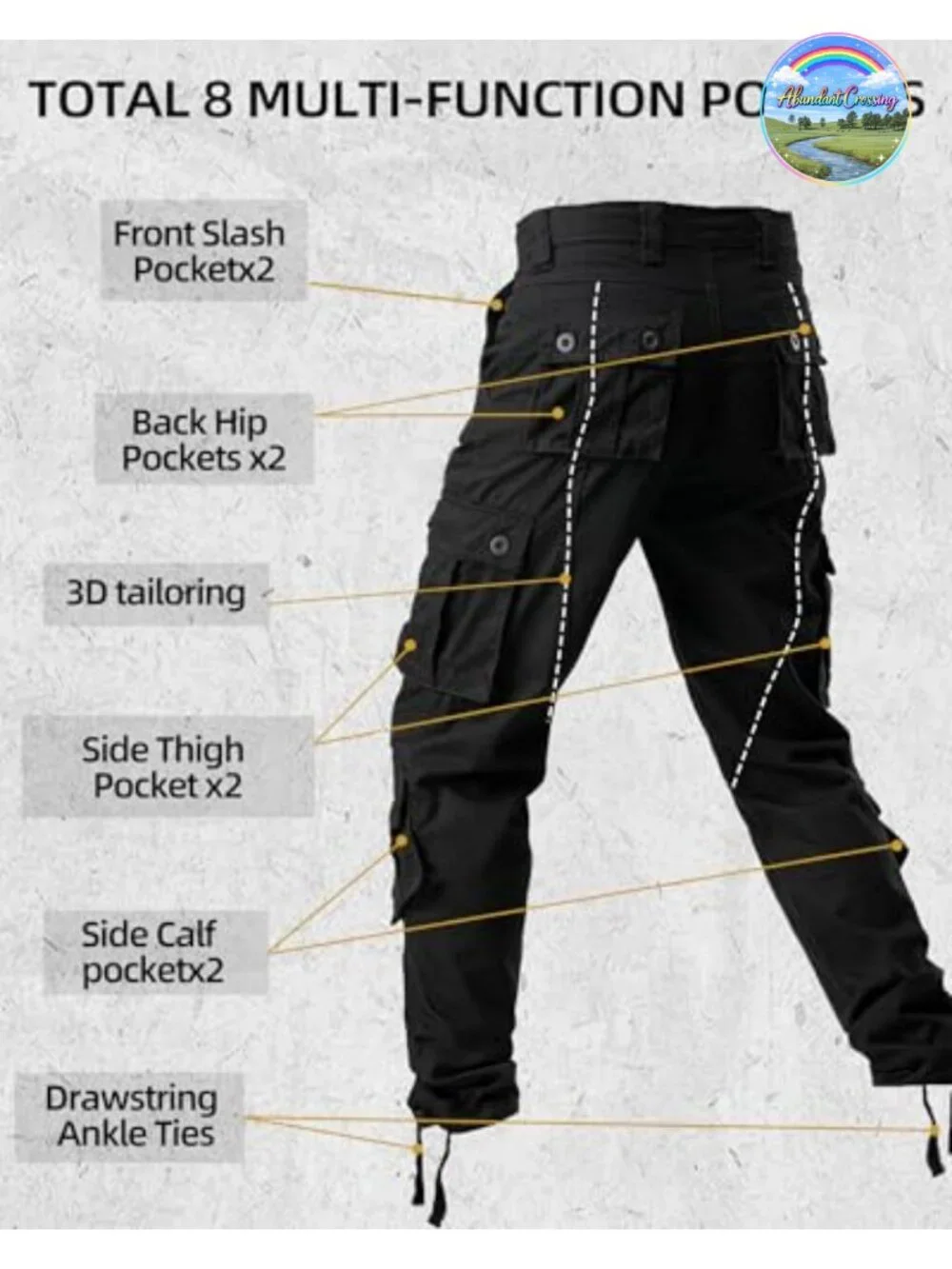 Men's Cargo Pants 8 Pockets Cotton Ripstop Tactical Work Joggers